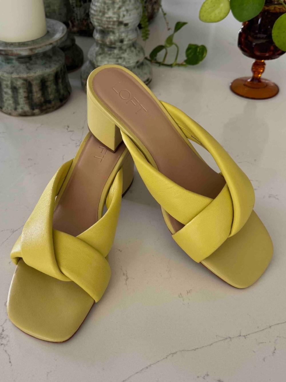 Loft Lime Puff Twist Leather Mules  Sz 8